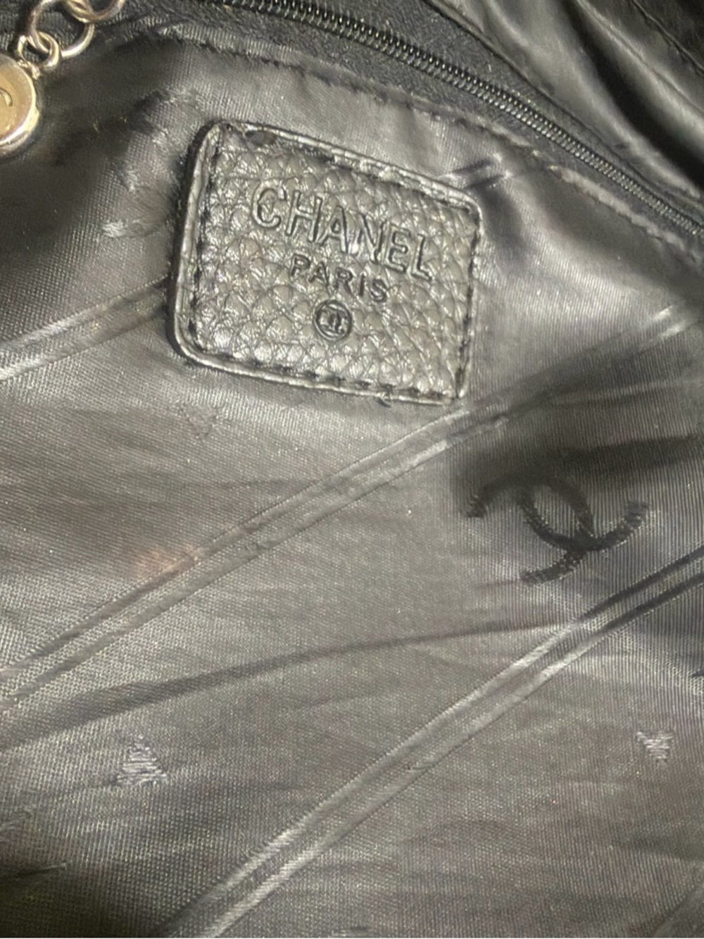 CC Black Pebbled Leather Tote with Double Handles - Picture 9 of 14